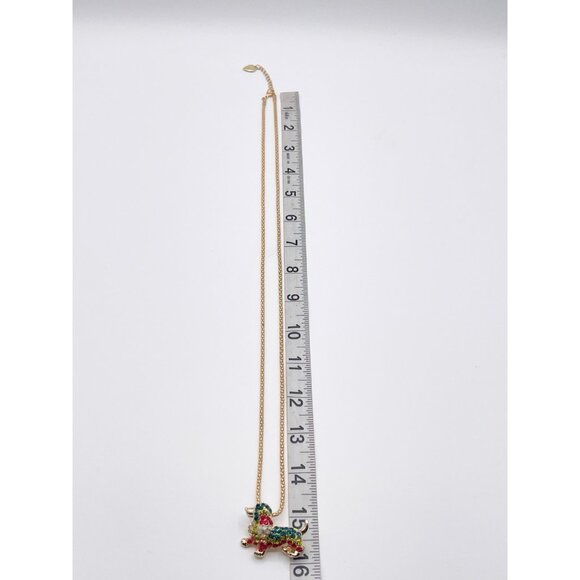 Betsey Johnson Multicolor Pave Crystal Dachshund Wiener Dog Pendant Necklace - Picture 7 of 8
